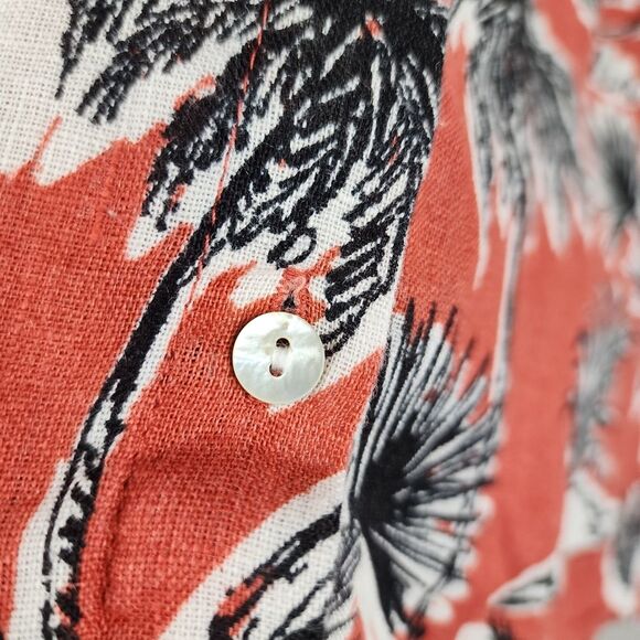 Tahari 100% Linen Casual Button Down Shirt Short Sleeve Hawaian Top Size L - Picture 14 of 16